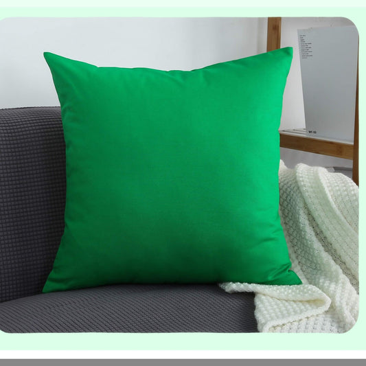 Vibrant Cotton Canvas Pillow Covers - Set of 2 Decorative Cushion Covers in Bright Green, 16"x16", 45 Color Options, Solid Design