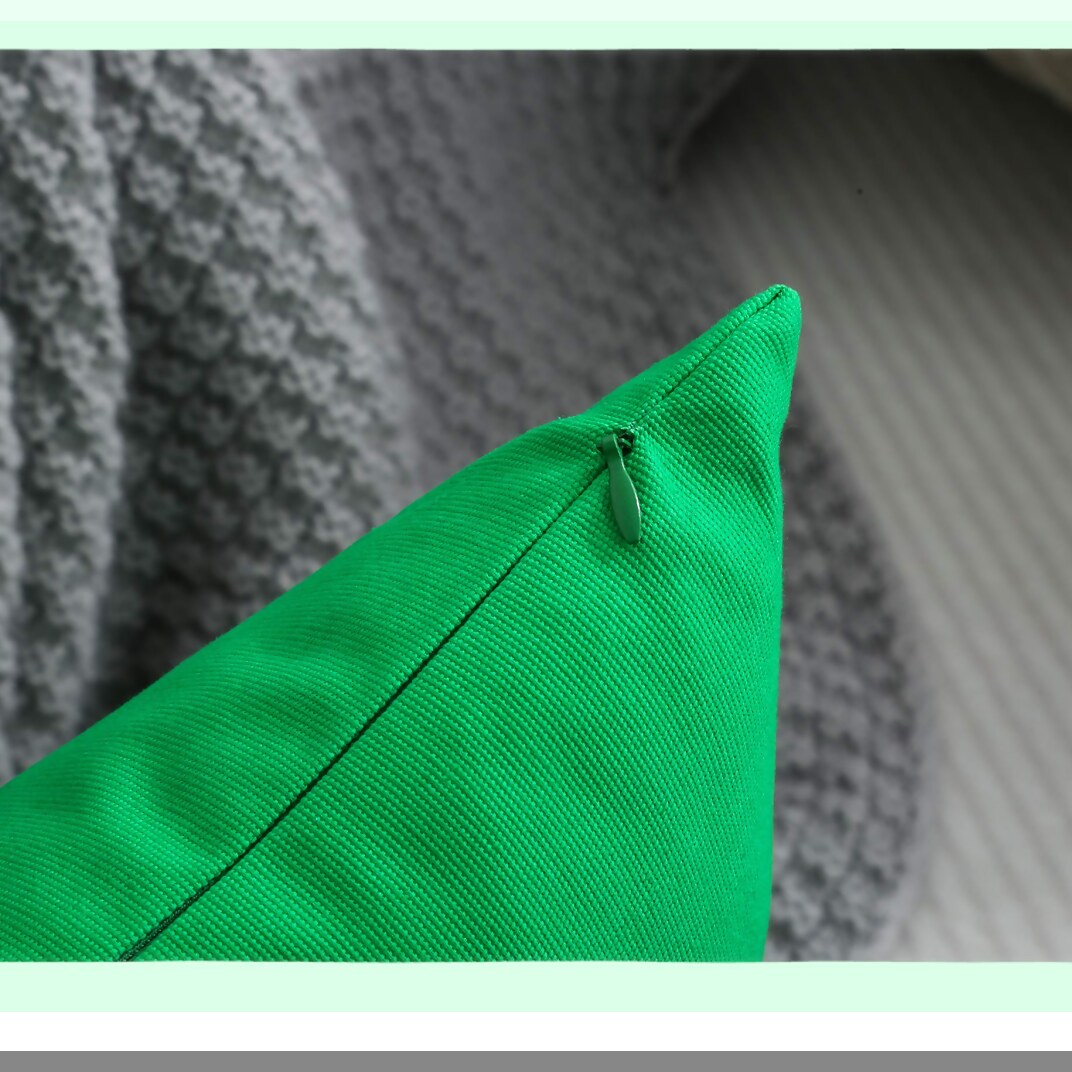 Vibrant Cotton Canvas Pillow Covers - Set of 2 Decorative Cushion Covers in Bright Green, 16"x16", 45 Color Options, Solid Design
