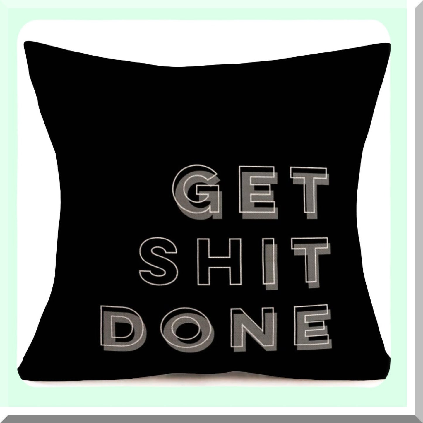 Funny Quote Cotton Linen Throw Pillow Covers - Get Shit Done Cushion Cases for Sofa & Bedroom - Decorative Pillow Shams 18x18 Inch