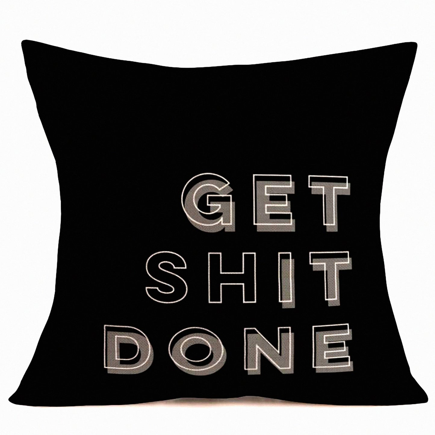 Funny Quote Cotton Linen Throw Pillow Covers - Get Shit Done Cushion Cases for Sofa & Bedroom - Decorative Pillow Shams 18x18 Inch