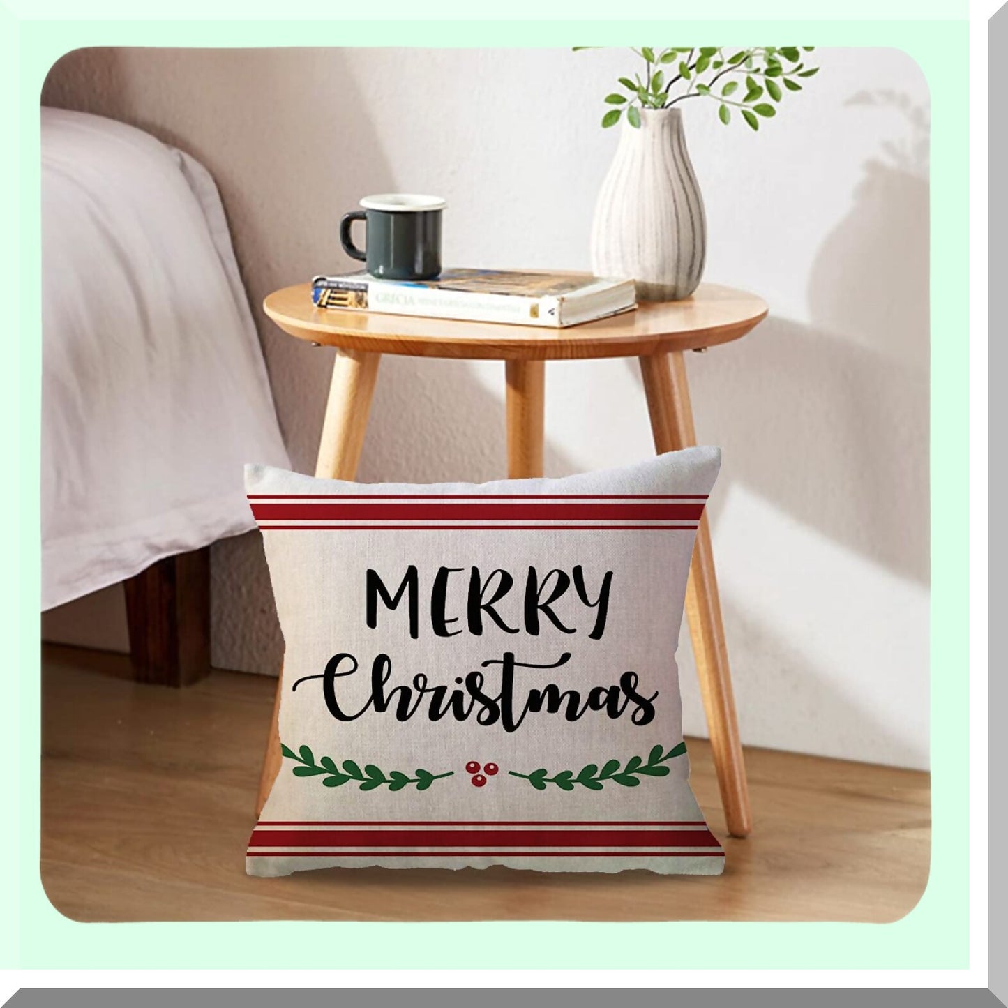 Winter Wonderland Farmhouse Pillow Covers - Set of 2 Red Striped Let It Snow/Merry 20x20 Inches Decorative Throw Pillow Covers for Sofa/Couch/Porch