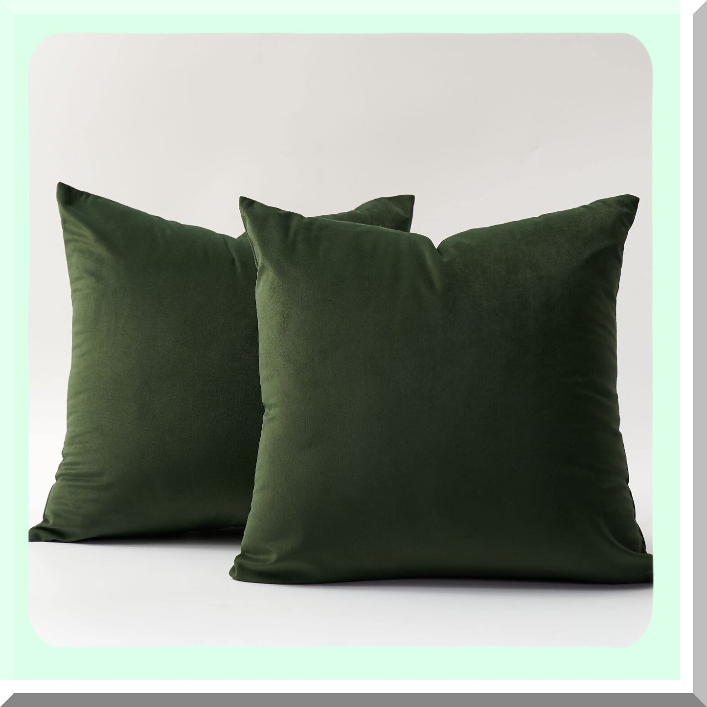 VelvetLux Army Green Pillow Covers - Set of 2 Decorative Throw Pillows for Bed & Couch. Soft Square Cushion Cases for Living Room. Luxury Accent Pillows.