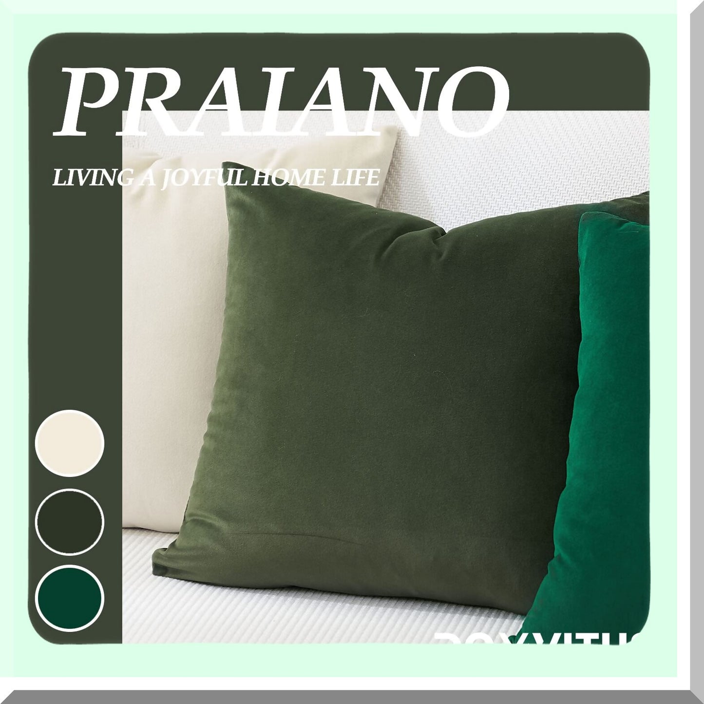 VelvetLux Army Green Pillow Covers - Set of 2 Decorative Throw Pillows for Bed & Couch. Soft Square Cushion Cases for Living Room. Luxury Accent Pillows.