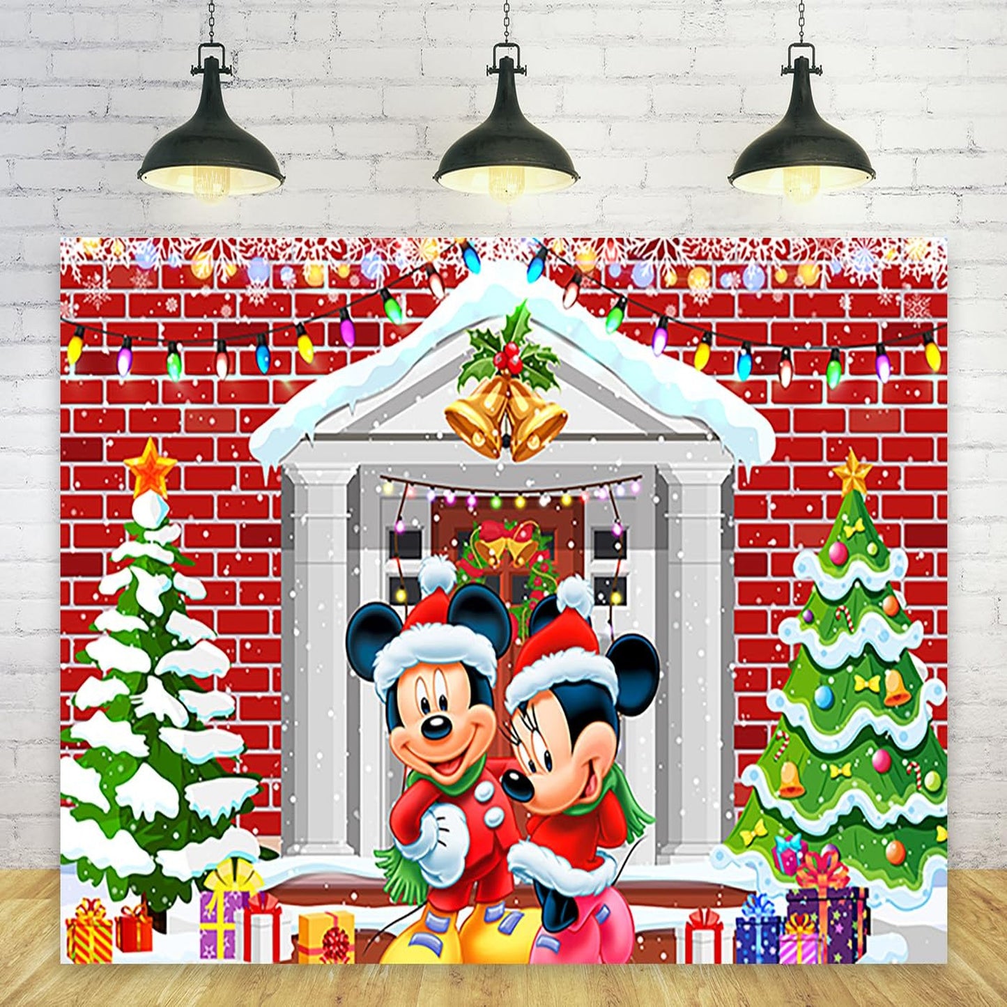 Mickey Mouse Party Backdrop - Xmas Tree Banner for Cake Table Decor - Festive Decorations for 5x3ft Background - Theme Party Supplies