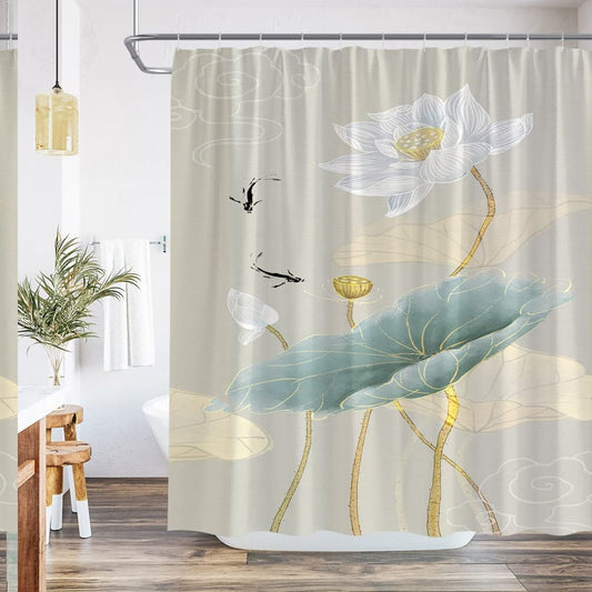 Asian Style Vintage Flowers Shower Curtain 70x70 Inch