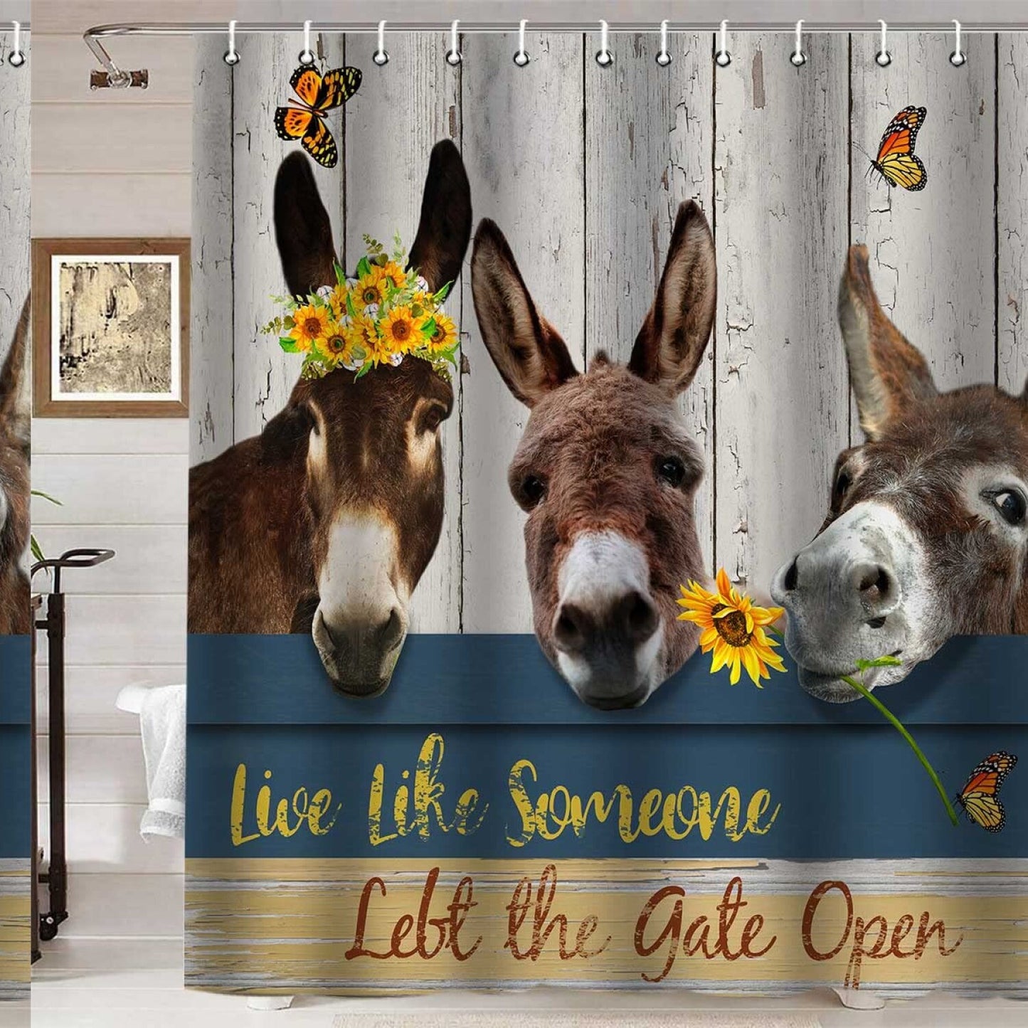 Donkey Shower Curtain 72x72 Inch Waterproof Fabric