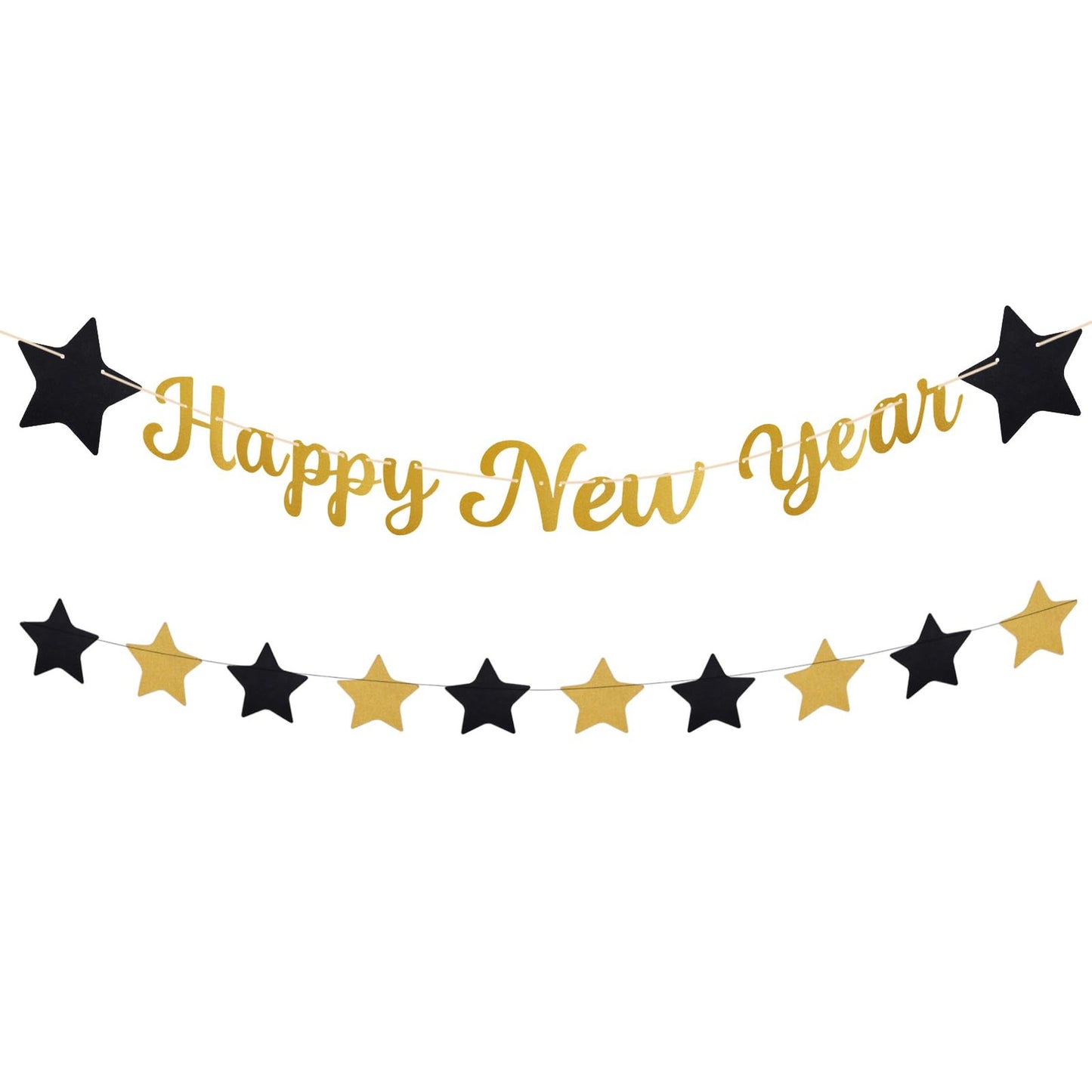 Happy New Year Glitter Banner for 2024 Celebration