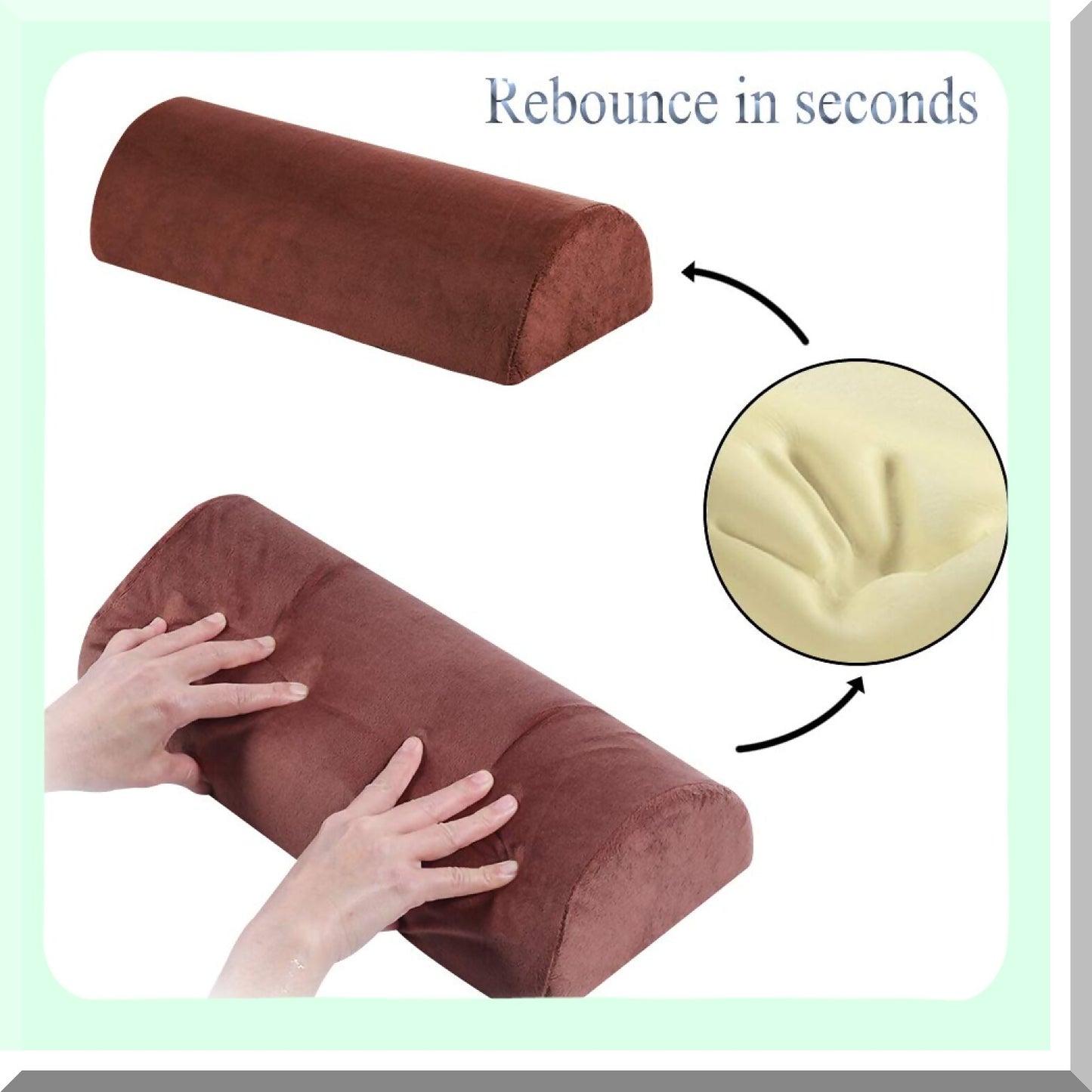 OrthoRelax Memory Foam Pain Relief Bolster Pillow - Neck, Back, Lumbar, Spine, Legs, Knee Support - Half-Moon Shape - Brown Color