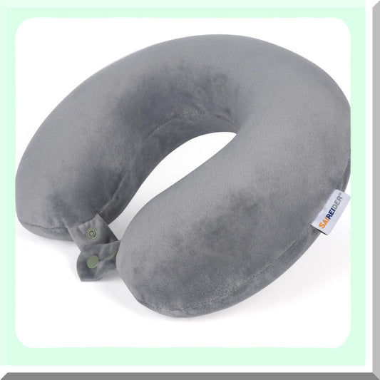 MemoryCloud Travel Pillow - Ultimate Comfort for Sleeping on Airplanes! 100% Pure Memory Foam Neck Pillow with Washable Cover in Grey. Fly in Style!
