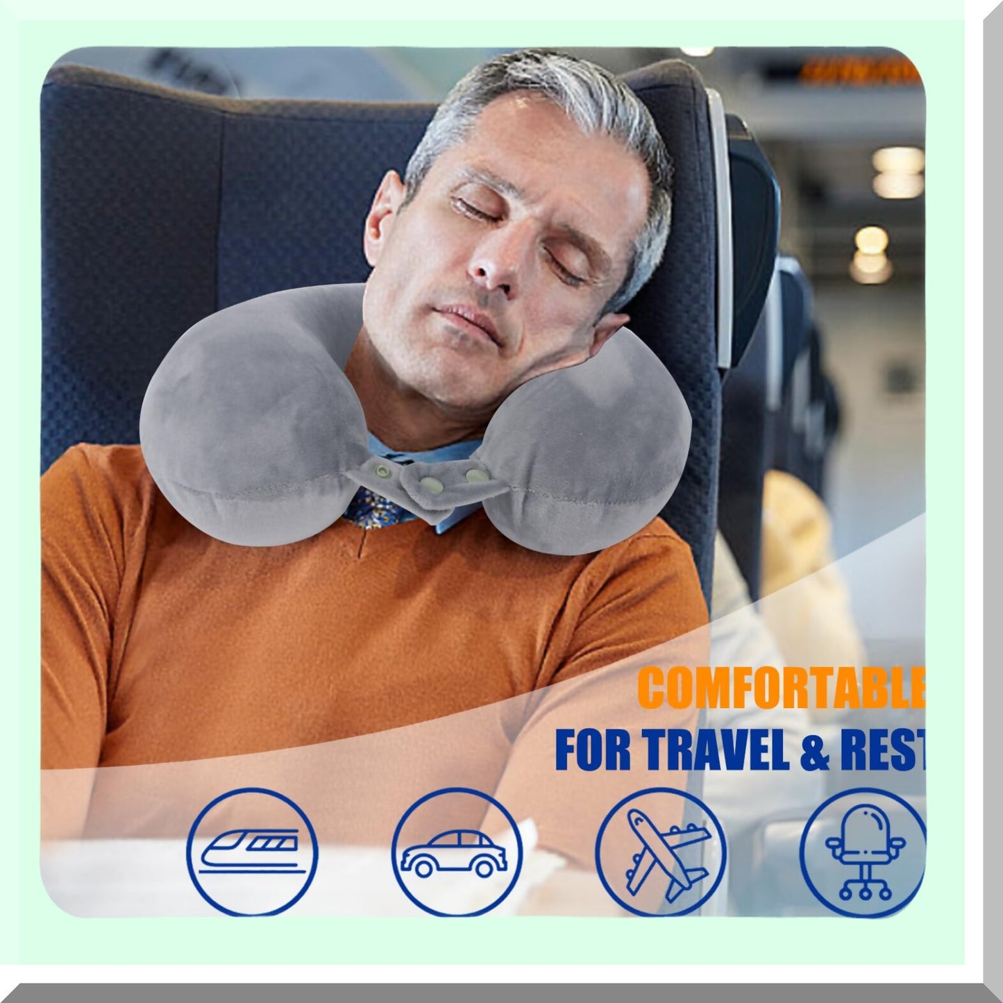MemoryCloud Travel Pillow - Ultimate Comfort for Sleeping on Airplanes! 100% Pure Memory Foam Neck Pillow with Washable Cover in Grey. Fly in Style!