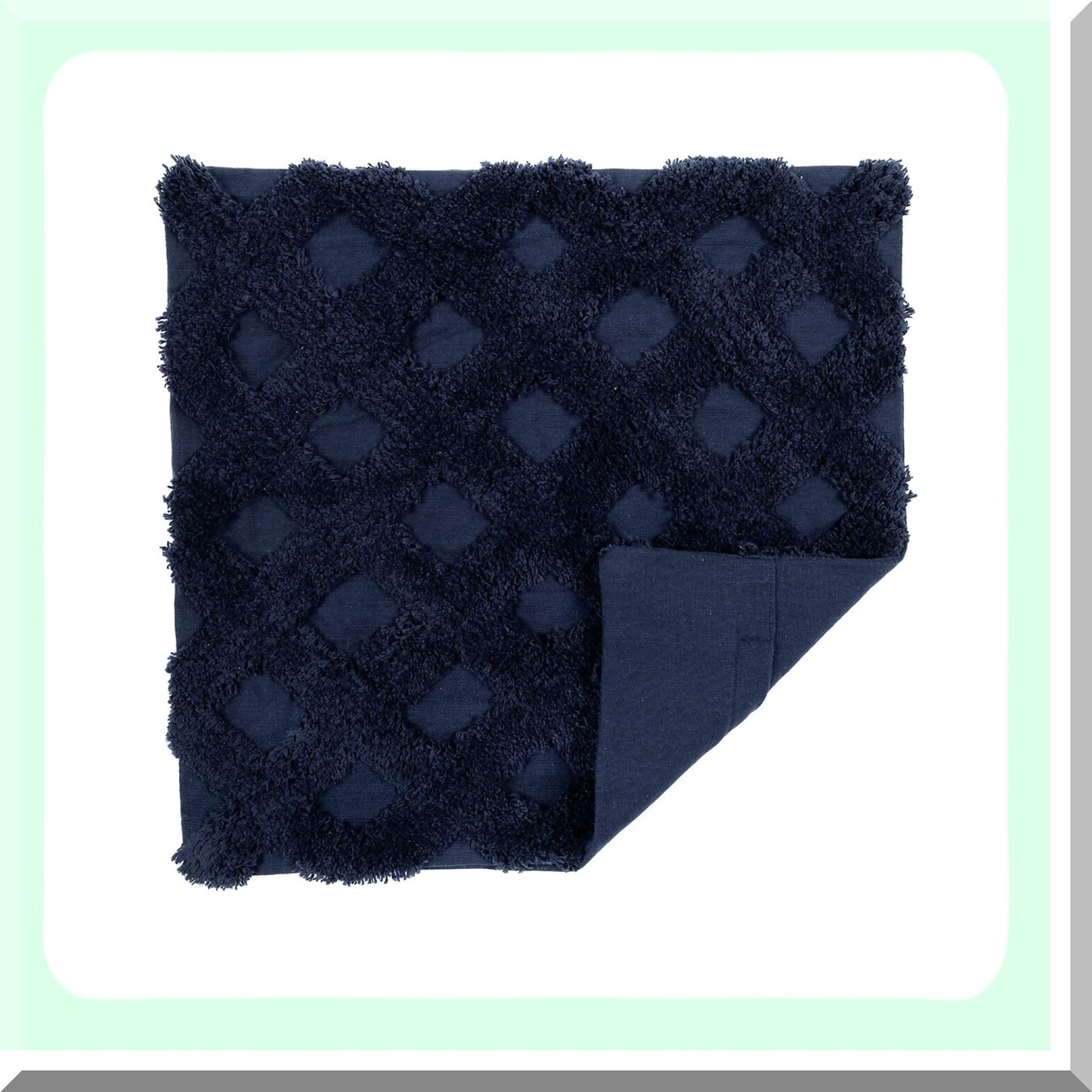 Navy Diamond Tufted Square Pillow Cover - 20x20 Decorative Throw Pillows for Bed, Couch, Chair - Diagonal Pattern Accent Pillow Case