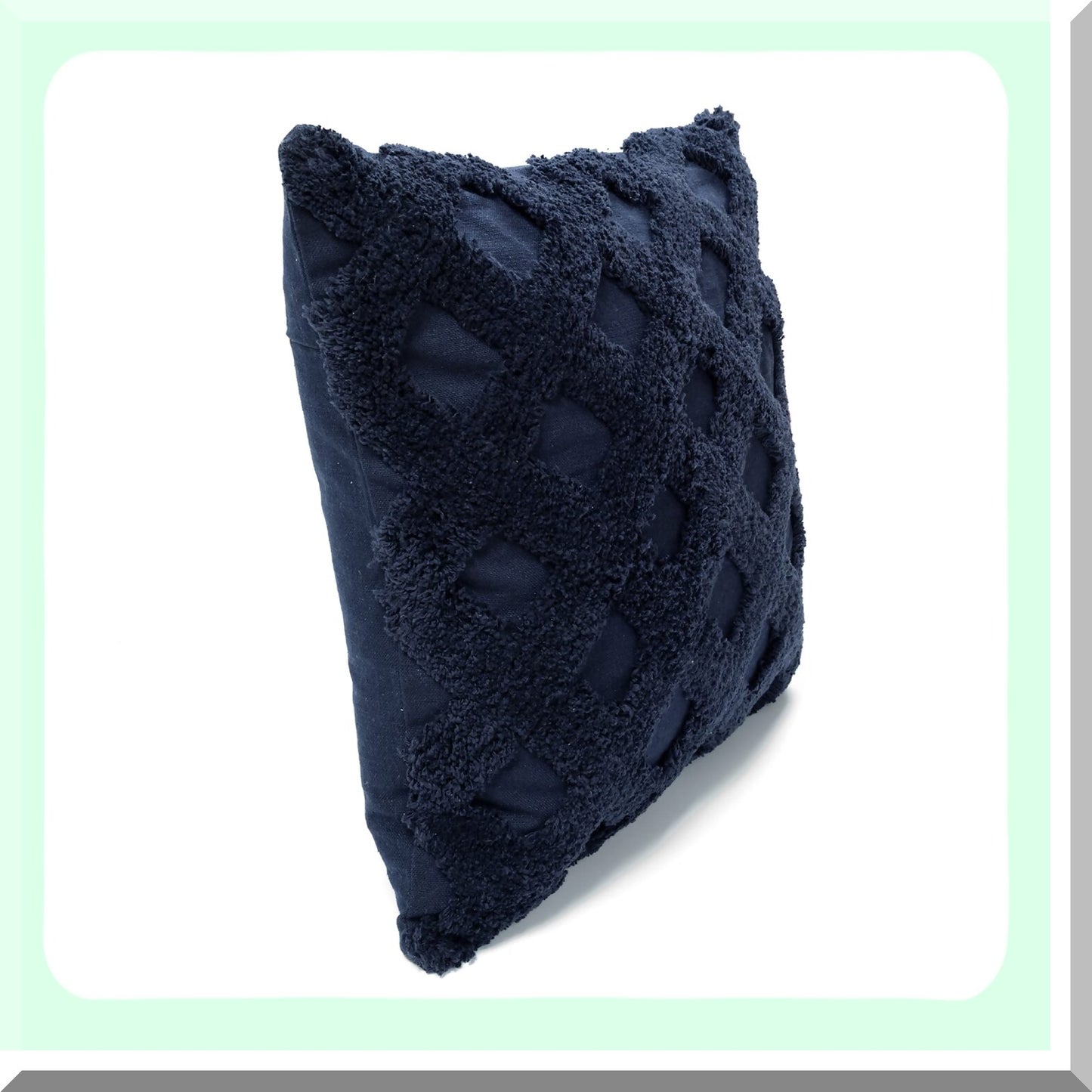 Navy Diamond Tufted Square Pillow Cover - 20x20 Decorative Throw Pillows for Bed, Couch, Chair - Diagonal Pattern Accent Pillow Case