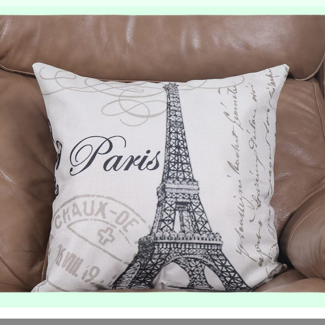 Eiffel Tower Linen Decorative Throw Pillow Cover - Parisian Square Cushion Slipcover for Couch Sofa Bed Living Room - Durable 18x18 Inch Home Decor Accent (1 Piece)