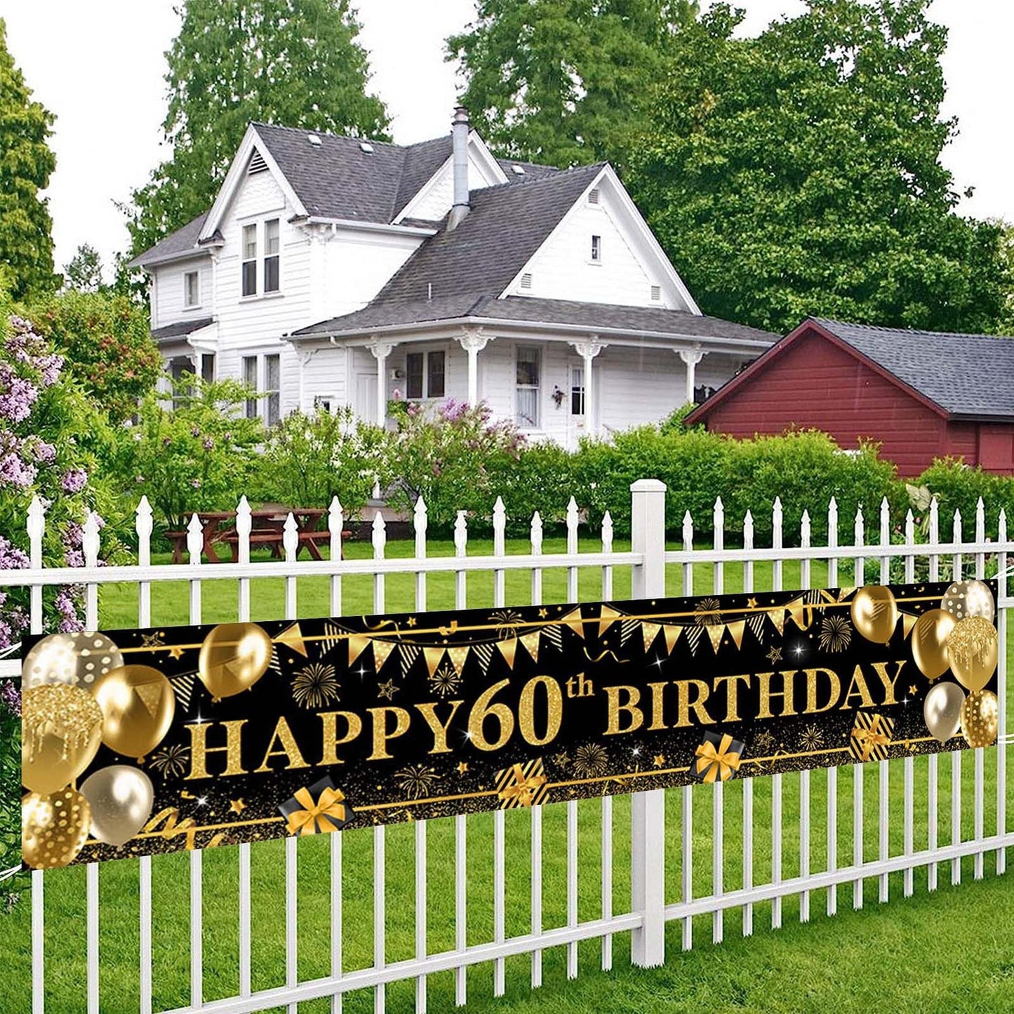 Golden Milestone 60th Birthday Banner - Celebrate His Big Day with this Large Black and Gold Party Decoration Sign! Perfect for Men's 60th Birthday Party!