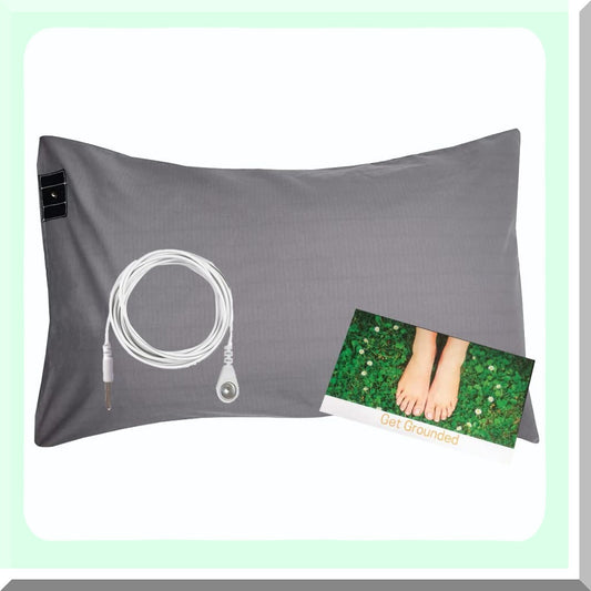 StressRelief Grounding Pillowcase - 15 Ft Cord, Conductive Fabric, Size 20x36in, Gray Color, Reduce Anxiety, Better Sleep, Relaxation, 1Pcs