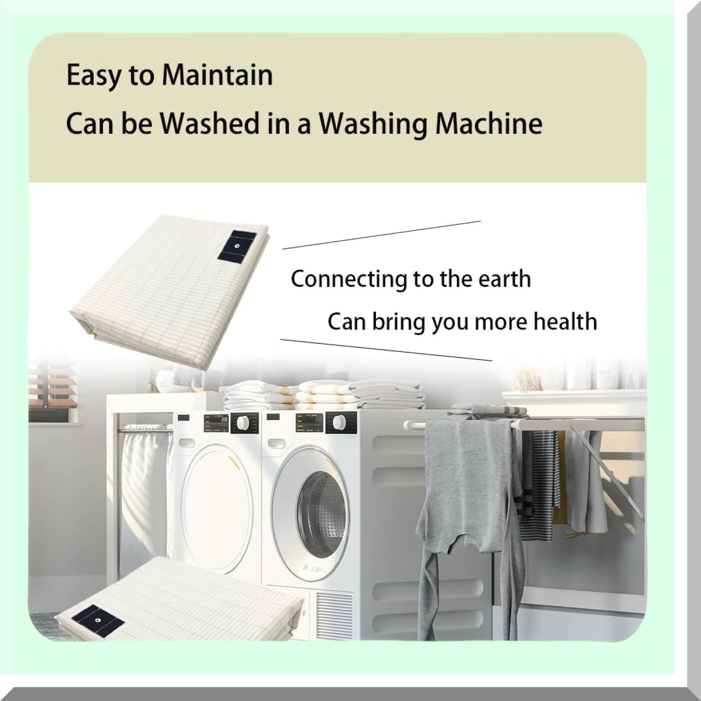 StressRelief Grounding Pillowcase - 15 Ft Cord, Conductive Fabric, Size 20x36in, Gray Color, Reduce Anxiety, Better Sleep, Relaxation, 1Pcs