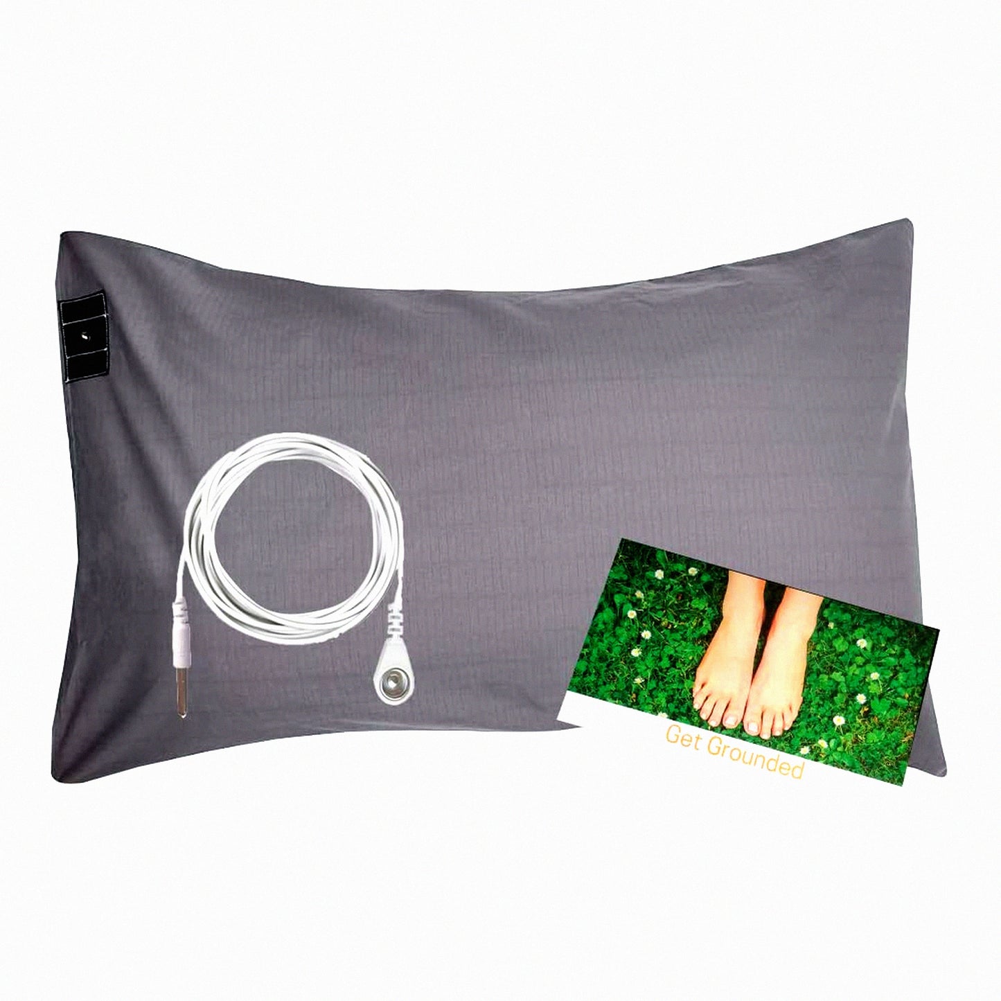 StressRelief Grounding Pillowcase - 15 Ft Cord, Conductive Fabric, Size 20x36in, Gray Color, Reduce Anxiety, Better Sleep, Relaxation, 1Pcs