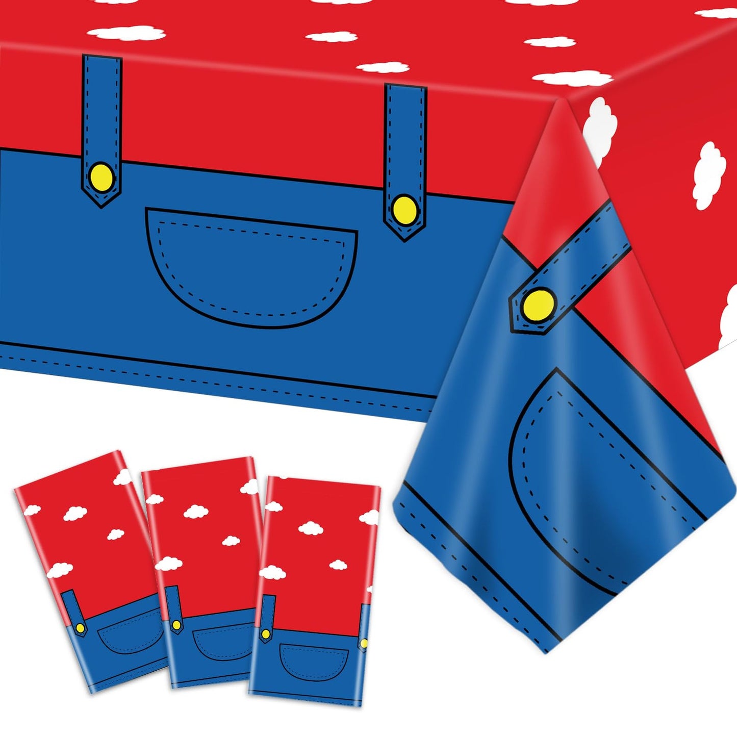 Super Games Party Tablecloth - 3 Piece Set of Plastic Tablecovers for Video Games Theme Parties. Perfect for Super Bros Birthday Celebrations!