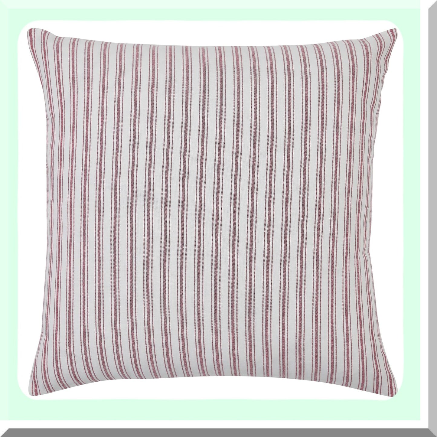Vintage Americana Buttoned Throw Pillow Cover - Timeless Ticking Red Farmhouse Decor - Patriotic Accent Cushion Case 20x20