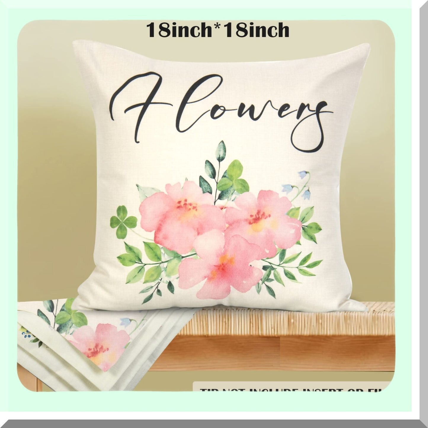 Floral Spring Farmhouse Pillow Covers Set - Pink Daisy Decorative Cushion Cases 18x18 - Outdoor Couch Throw Pillows - Home Decor Accent Kit