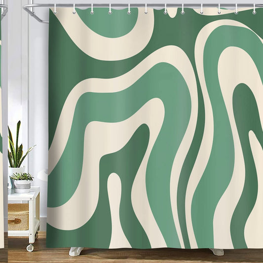 Green Shower Curtain 69x70 Inches with Hooks
