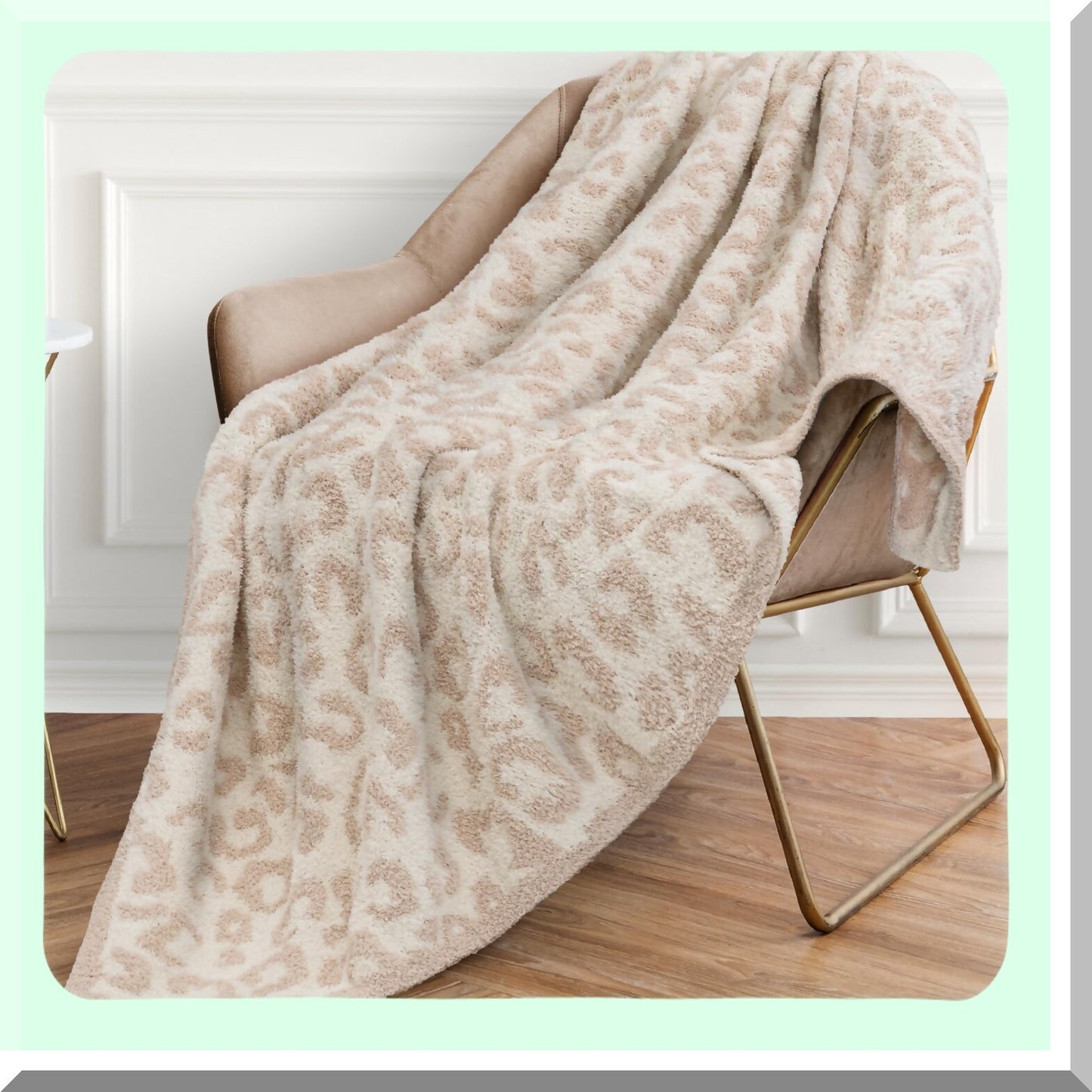 CozyFluff Leopard Knit Throw - Super Soft, Lightweight, All-Season Blanket for Couch & Bed, 50x60 inches