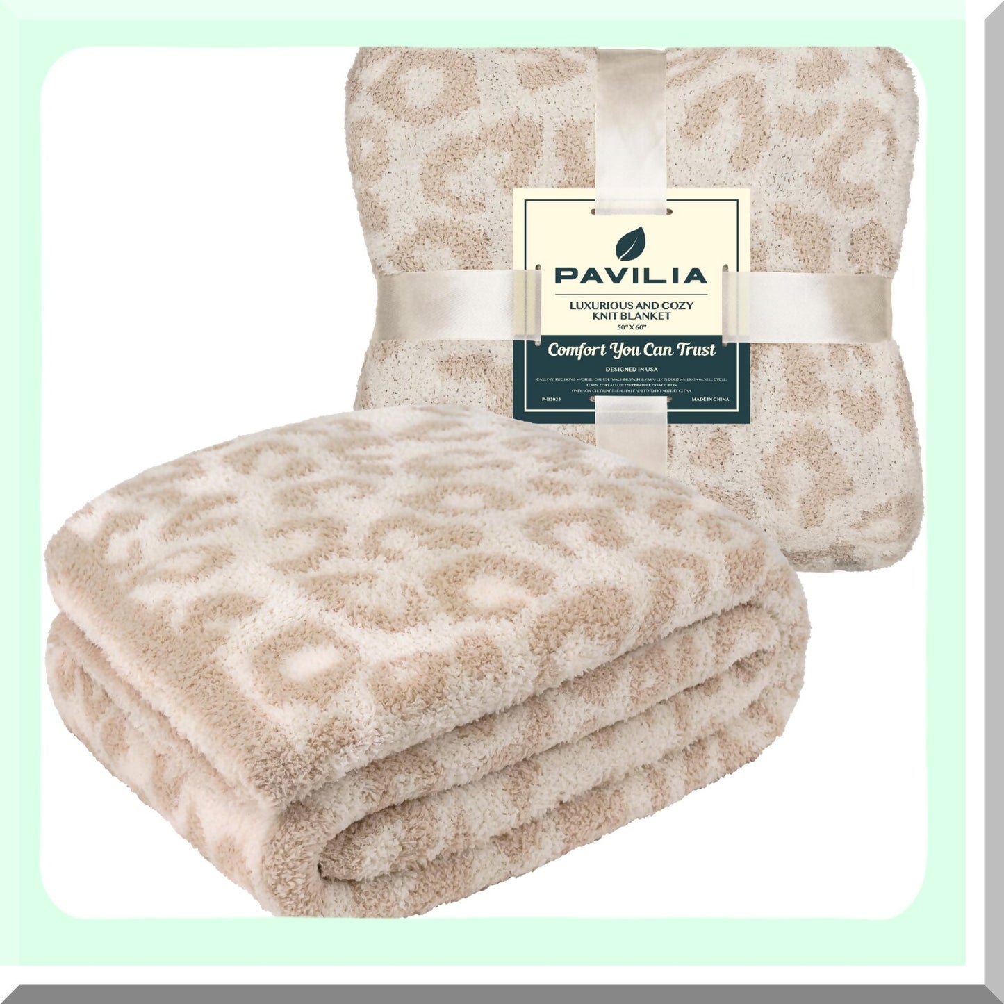CozyFluff Leopard Knit Throw - Super Soft, Lightweight, All-Season Blanket for Couch & Bed, 50x60 inches