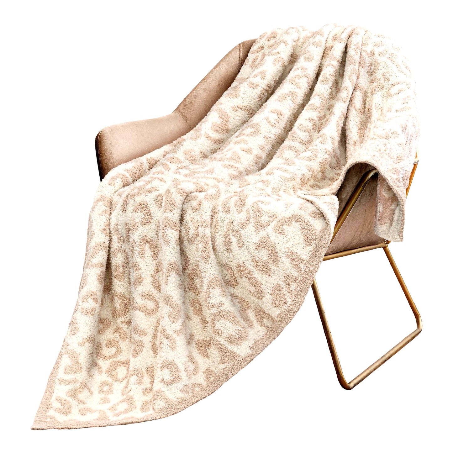 CozyFluff Leopard Knit Throw - Super Soft, Lightweight, All-Season Blanket for Couch & Bed, 50x60 inches