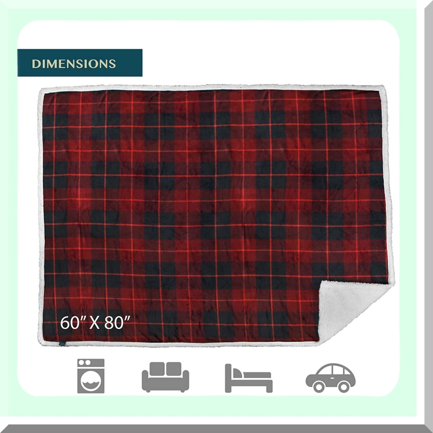 Ultimate PetShield Waterproof Blanket - Plush, Soft, Warm Sherpa Couch Protector for Dogs, Cats, and Pets - Red Plaid, 60x80