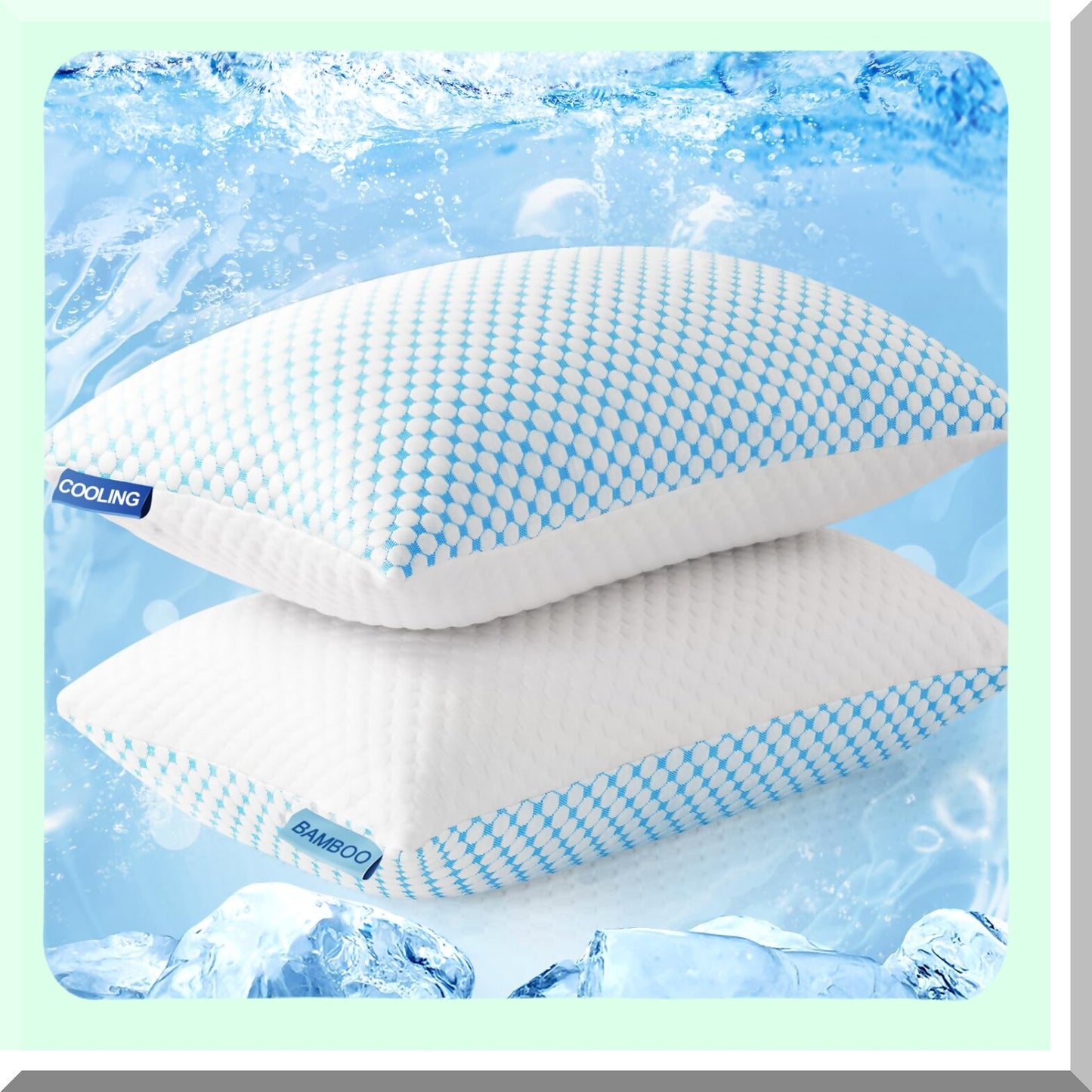CoolDream Adjustable Loft Memory Foam Pillow - Cooling Breathable Firm Support for Sleeping - Standard Size 2 Pack