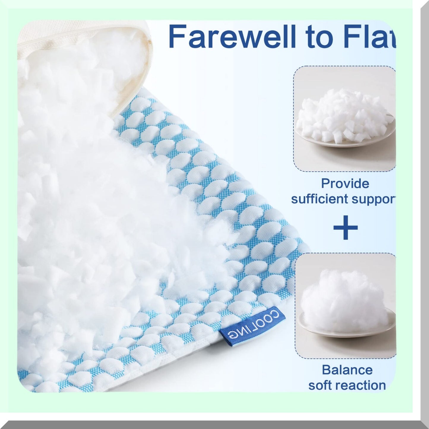 CoolDream Adjustable Loft Memory Foam Pillow - Cooling Breathable Firm Support for Sleeping - Standard Size 2 Pack