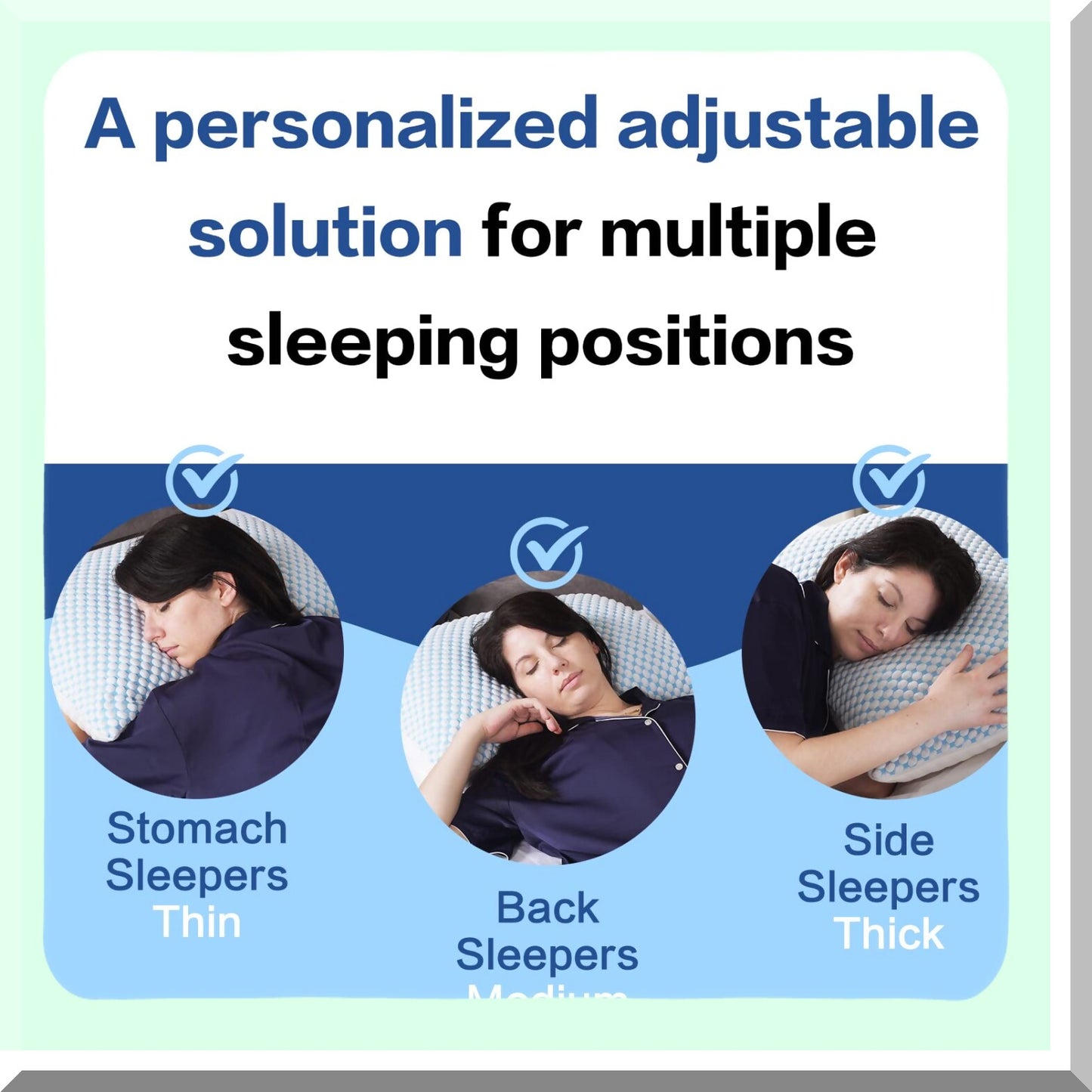 CoolDream Adjustable Loft Memory Foam Pillow - Cooling Breathable Firm Support for Sleeping - Standard Size 2 Pack