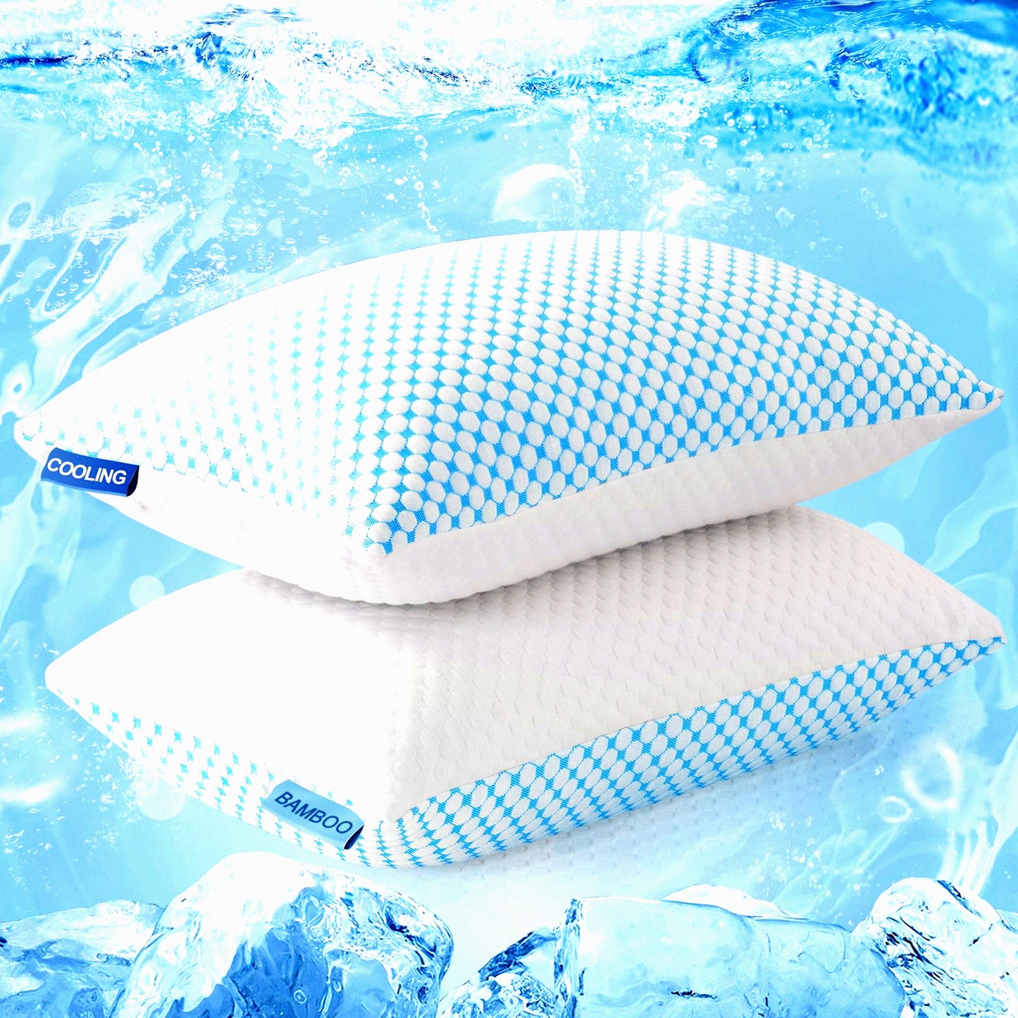 CoolDream Adjustable Loft Memory Foam Pillow - Cooling Breathable Firm Support for Sleeping - Standard Size 2 Pack