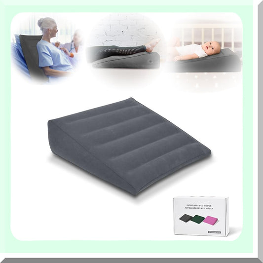 FastInflate Triangle Support Pillow - Portable Leg Elevation & Back Support for Sleeping, Acid Reflux, Snoring & Footrest. Adjustable Incline with Deflation Valve.