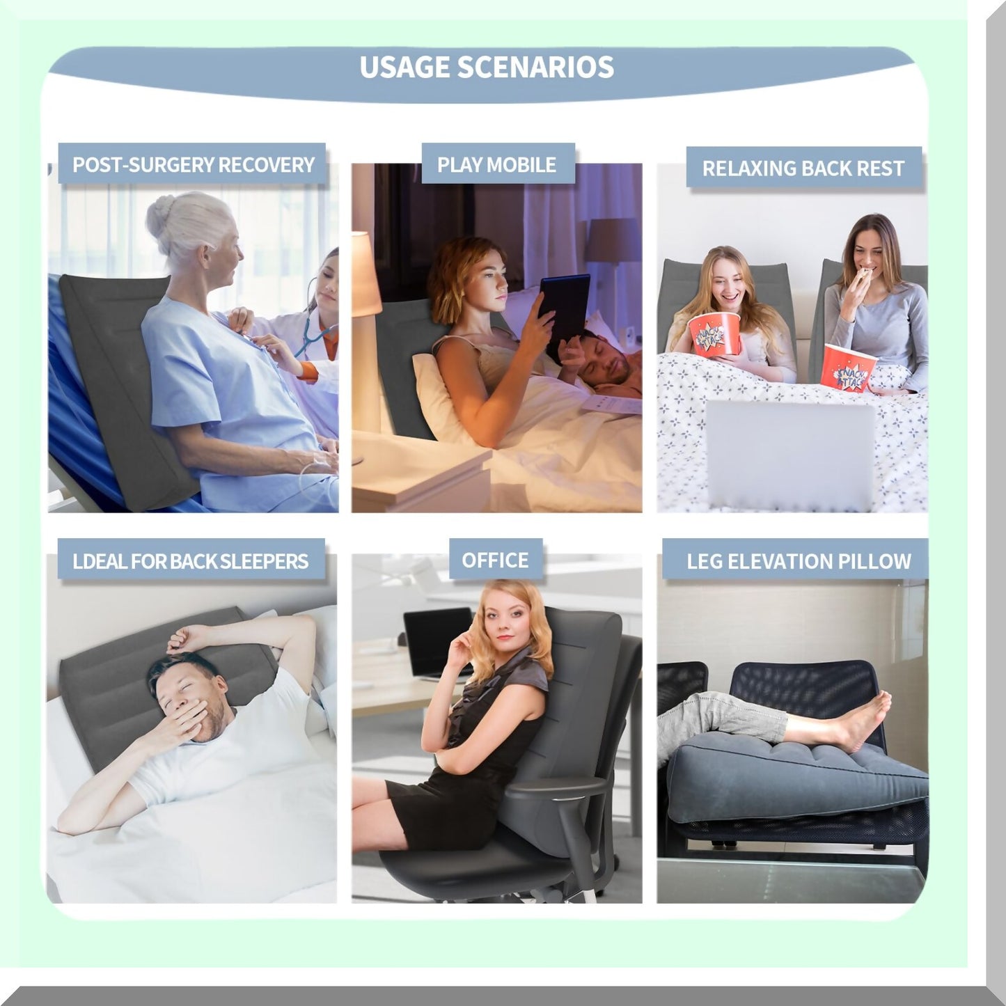 FastInflate Triangle Support Pillow - Portable Leg Elevation & Back Support for Sleeping, Acid Reflux, Snoring & Footrest. Adjustable Incline with Deflation Valve.