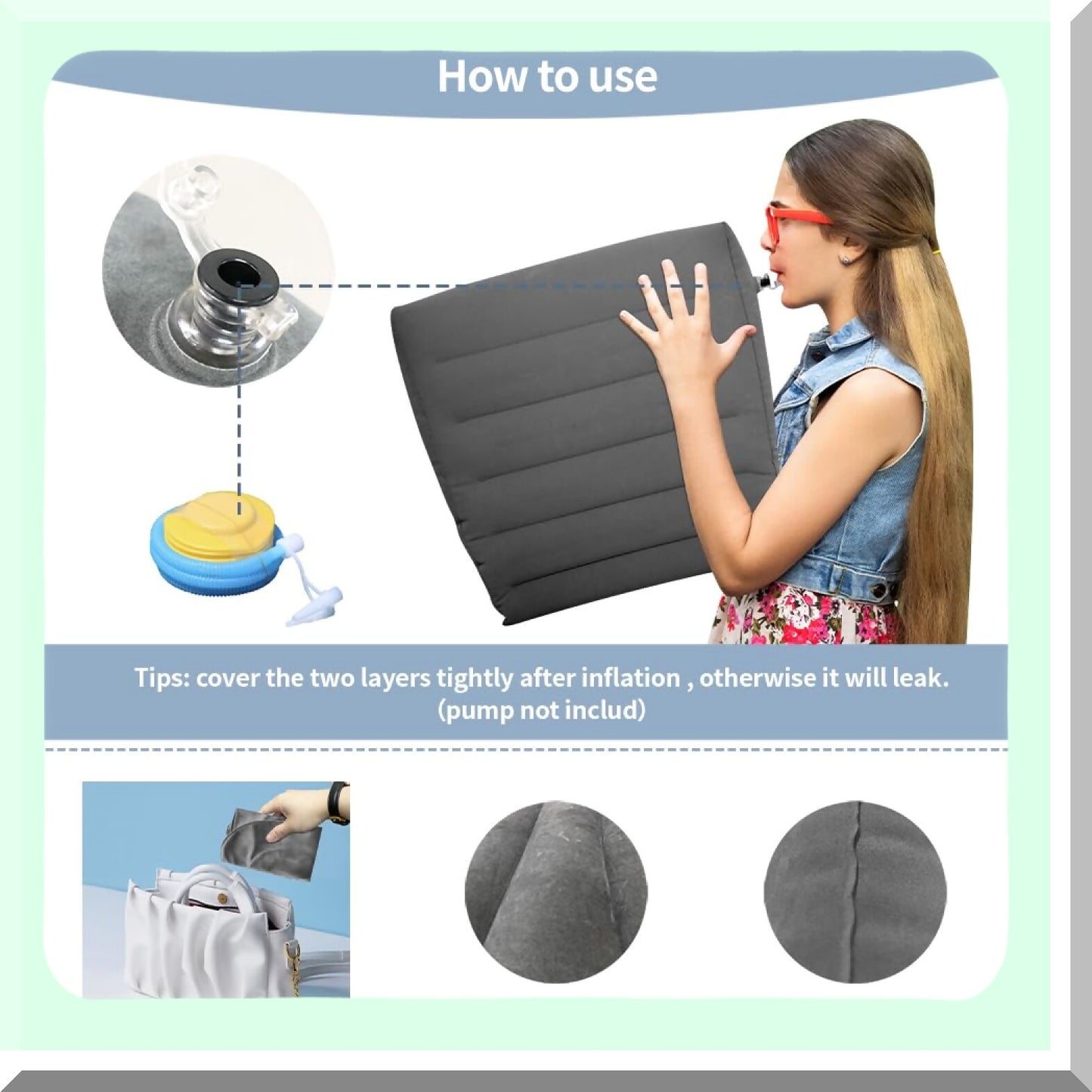 FastInflate Triangle Support Pillow - Portable Leg Elevation & Back Support for Sleeping, Acid Reflux, Snoring & Footrest. Adjustable Incline with Deflation Valve.