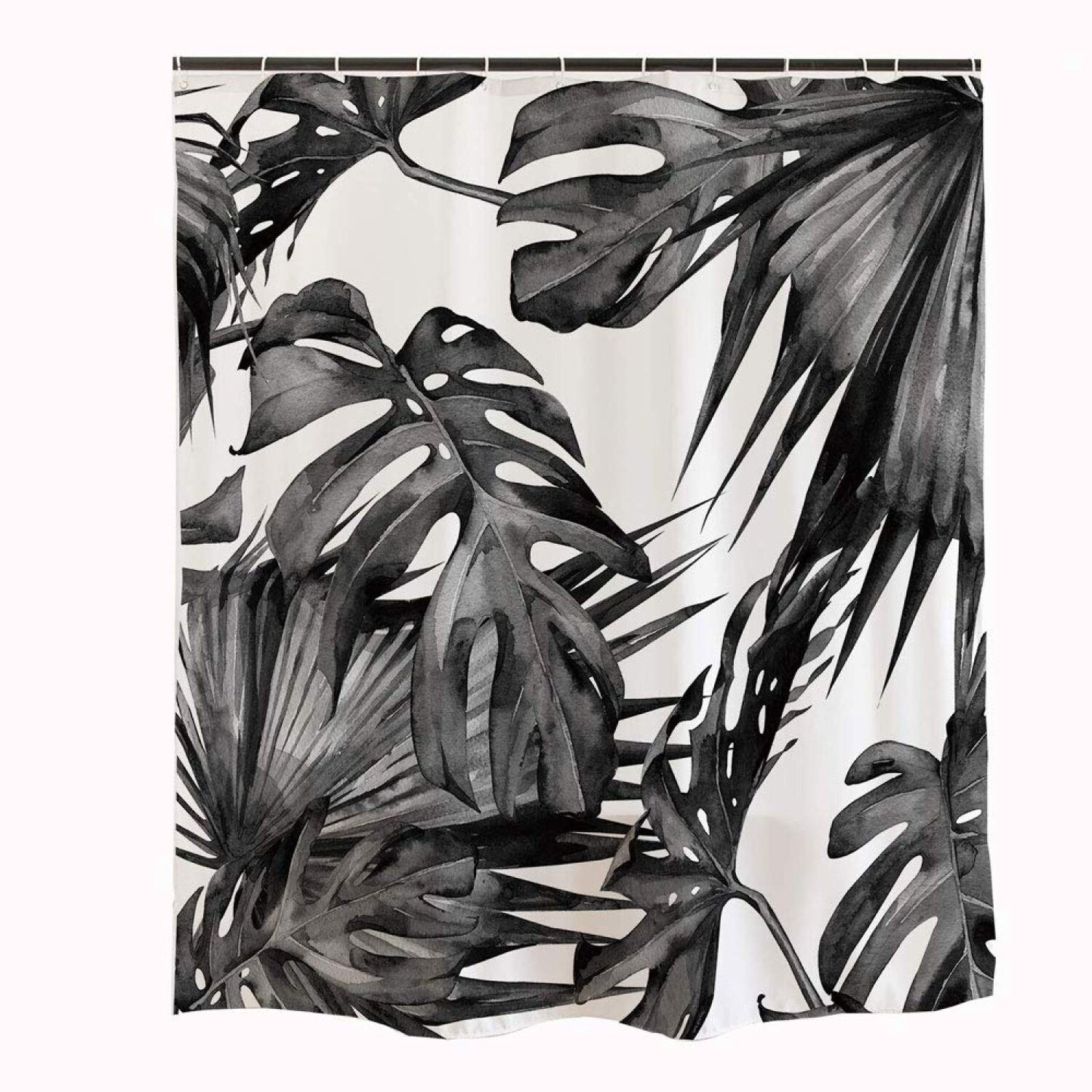 Black and White Modern Shower Curtain Set with Hooks 72" x 72"