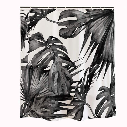 Black and White Modern Shower Curtain Set with Hooks 72" x 72"