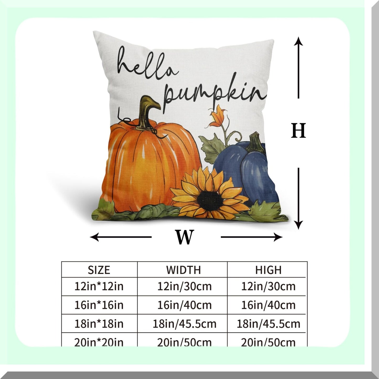 Sunflower Harvest Pillowcase Set - Autumn Decorative Cushion Covers 18x18 Inch - Fall Pumpkin Throw Pillow Covers for Indoor Party, Patio Sofa - Cotton Linen Square Thanksgiving Decor