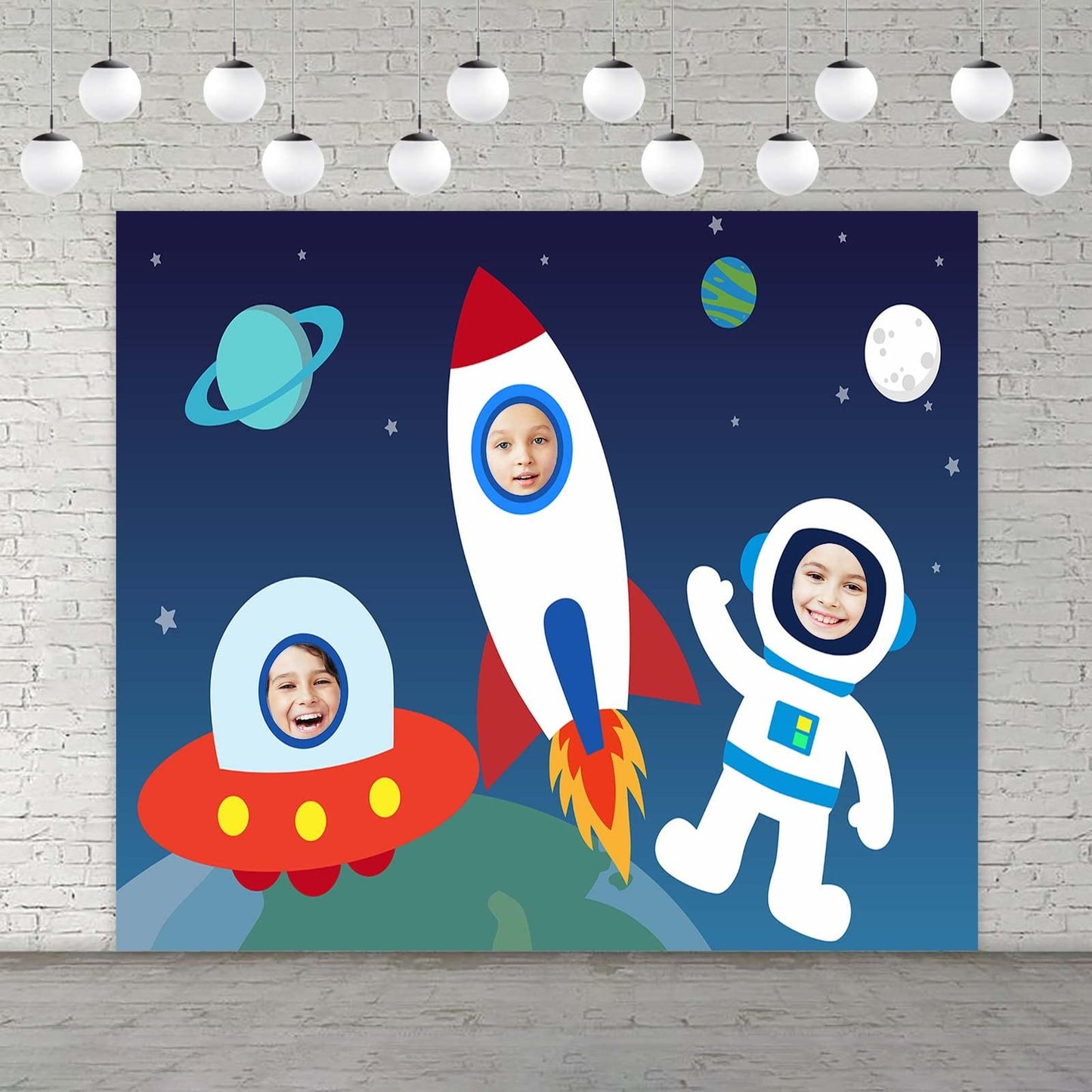 Galactic Adventure Party Pack - Rocket Banner, Planet Decorations, Meteorite Props, UFO Photo Booth, Starry Sky Backdrop - Perfect for Kids Birthday & Baby Shower!