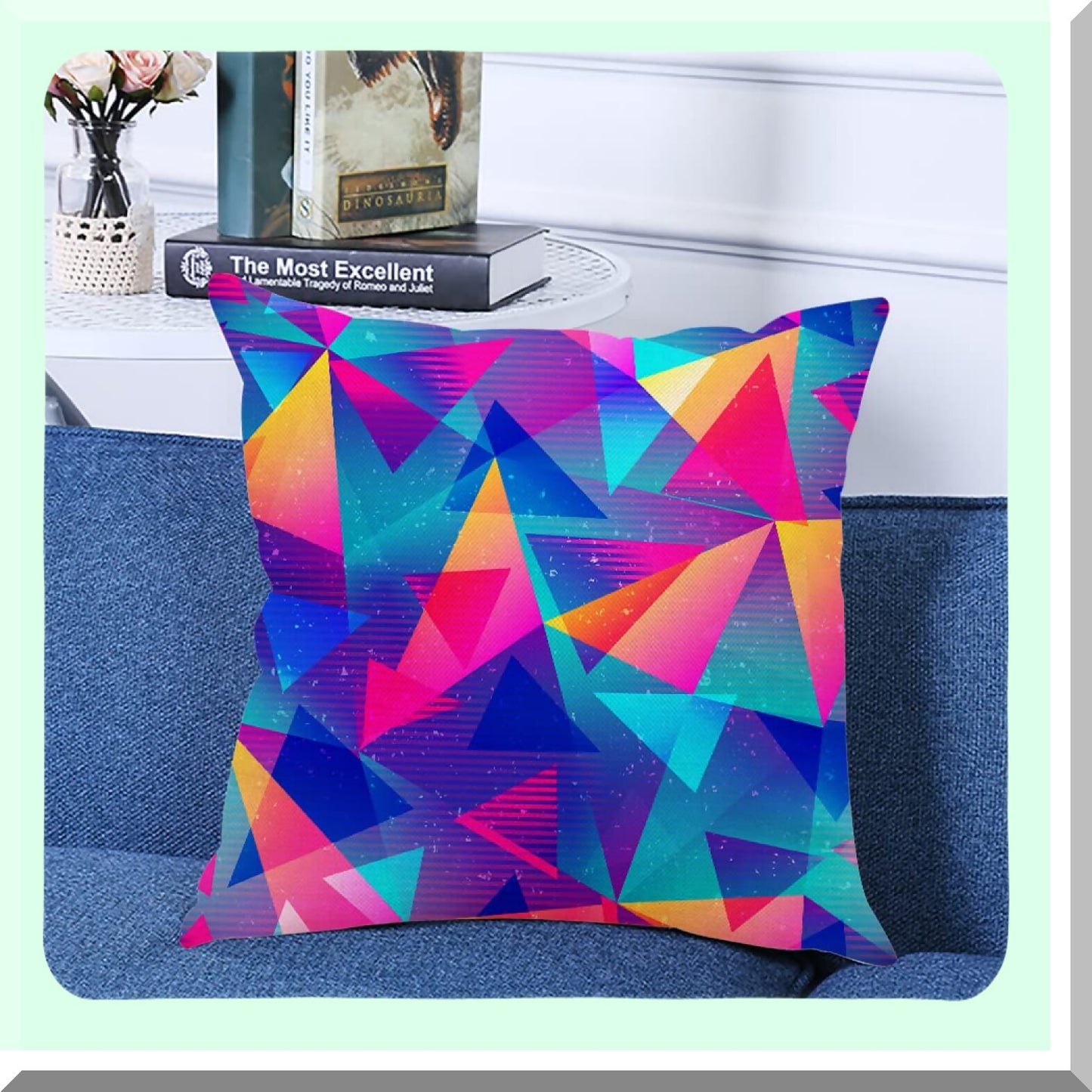 Geometric Square Cushion Covers - Decorative Sofa Pillow Cases for Couch and Bed - 18x18 Inch Throw Pillow Covers