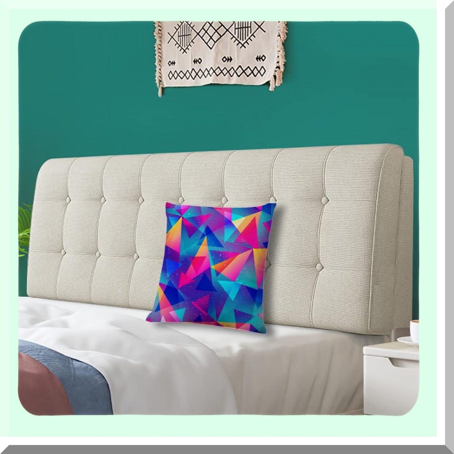 Geometric Square Cushion Covers - Decorative Sofa Pillow Cases for Couch and Bed - 18x18 Inch Throw Pillow Covers