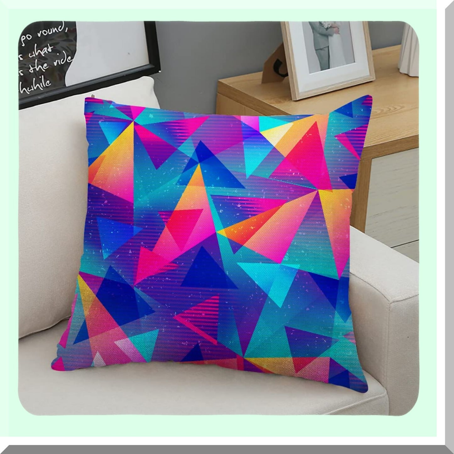 Geometric Square Cushion Covers - Decorative Sofa Pillow Cases for Couch and Bed - 18x18 Inch Throw Pillow Covers