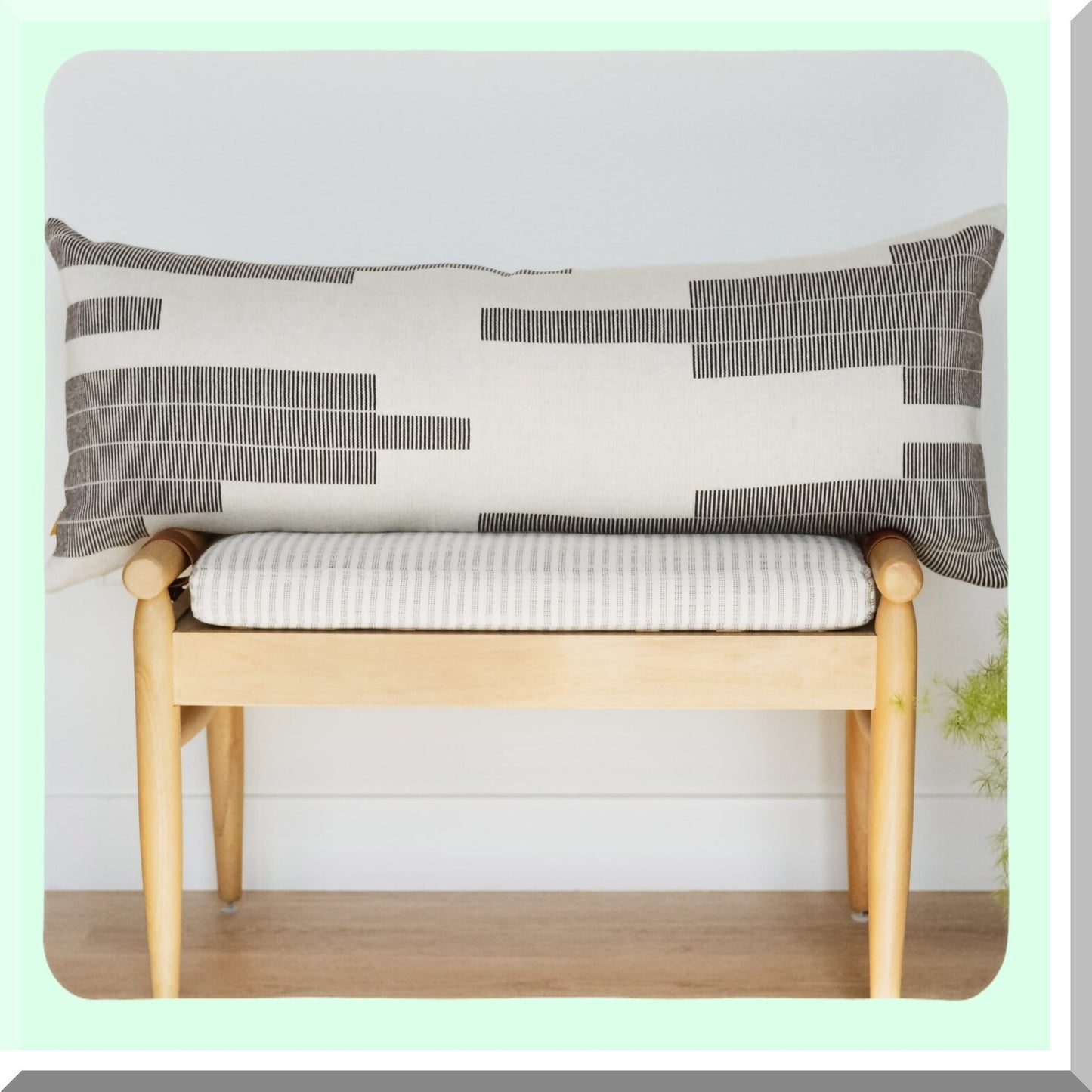 Geometric Cotton Lumbar Pillow Cover - Modern Black Cream Design - 14x36 Throw Pillow Case - Soft Decorative Cushion Cover