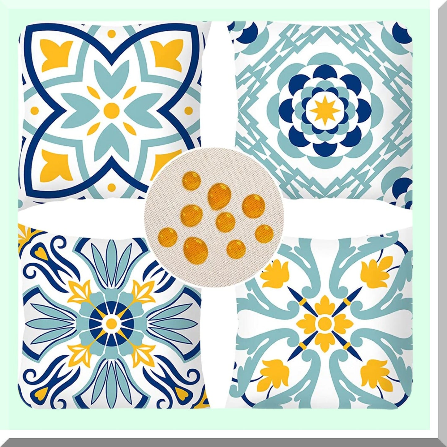 Waterproof Boho Garden Pillow Covers - Set of 4 Decorative Outdoor Throw Pillow Covers 18x18 for Patio & Balcony Decorations