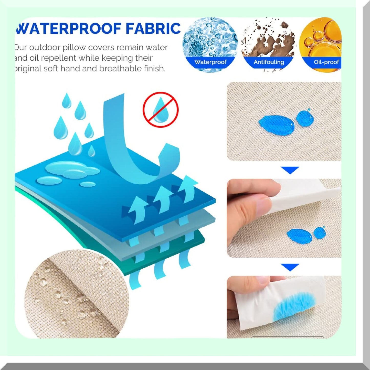 Waterproof Boho Garden Pillow Covers - Set of 4 Decorative Outdoor Throw Pillow Covers 18x18 for Patio & Balcony Decorations