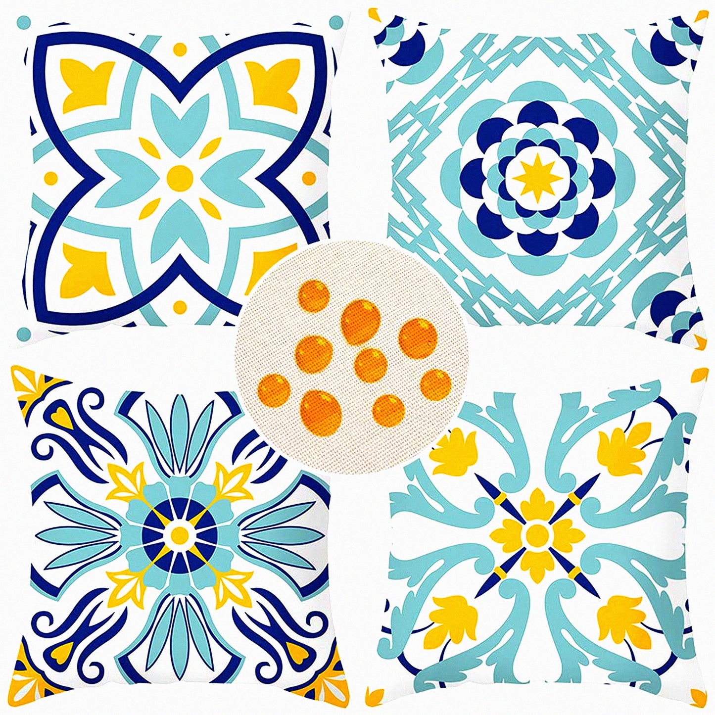 Waterproof Boho Garden Pillow Covers - Set of 4 Decorative Outdoor Throw Pillow Covers 18x18 for Patio & Balcony Decorations