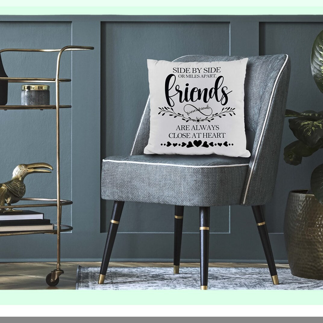 Heartfelt Connection Friendship Throw Pillow Cover - 18x18 Inch Soft Cushion for Sofa, Couch, Bed - Long Distance Gifts for Friends - Birthday & Graduation Decor