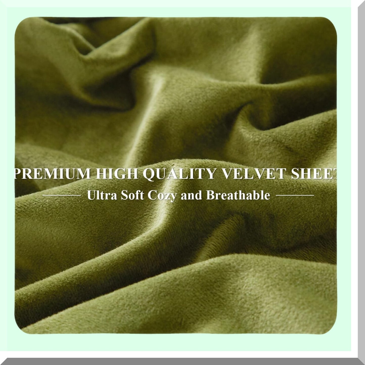 Luxury Flannel Velvet Queen Fitted Sheet - Plush Green Cozy Warmth - Extra Deep Pocket - Soft Comfy Bedding - 1 Pack - No Pillowcases - Bottom Sheet