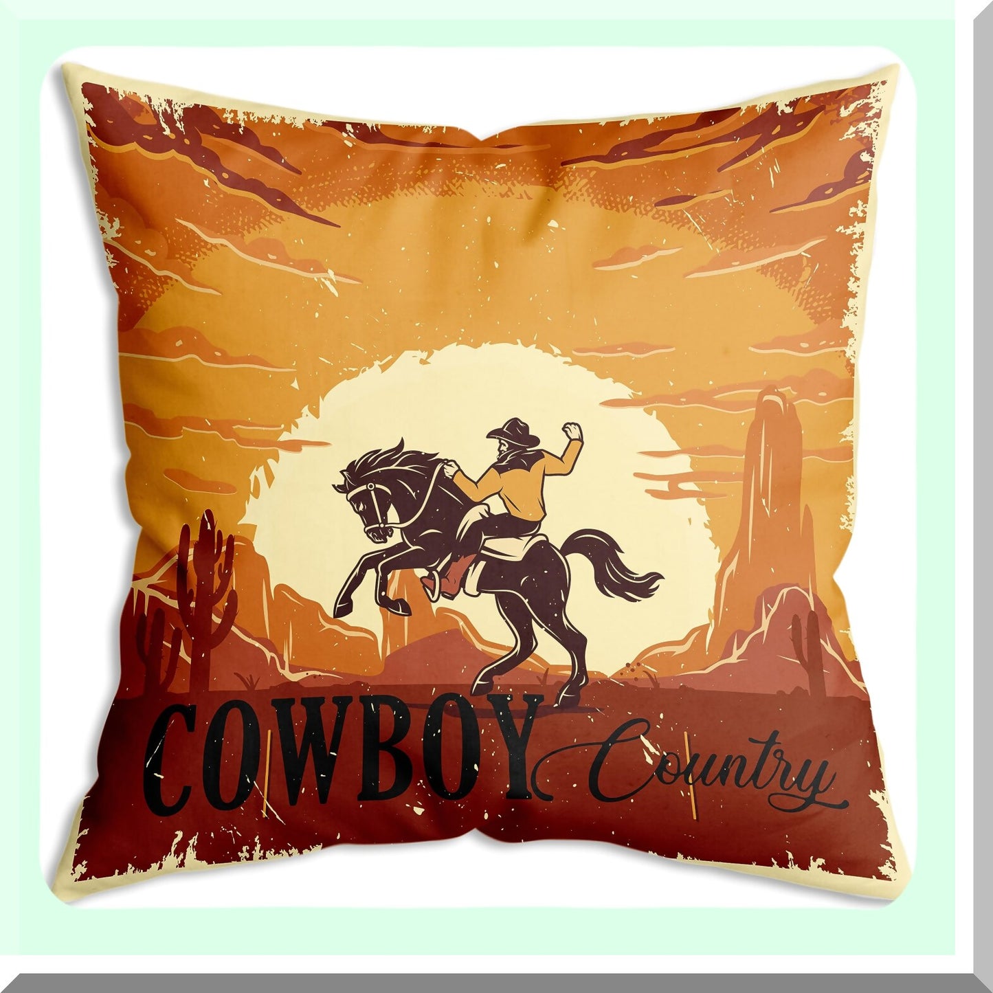 Rustic Western Vintage Boho Pillow Covers - Country Style Cushion Cover for Sofa Couch Bed - 18x18 Inch Decor - Cowboy Inspired